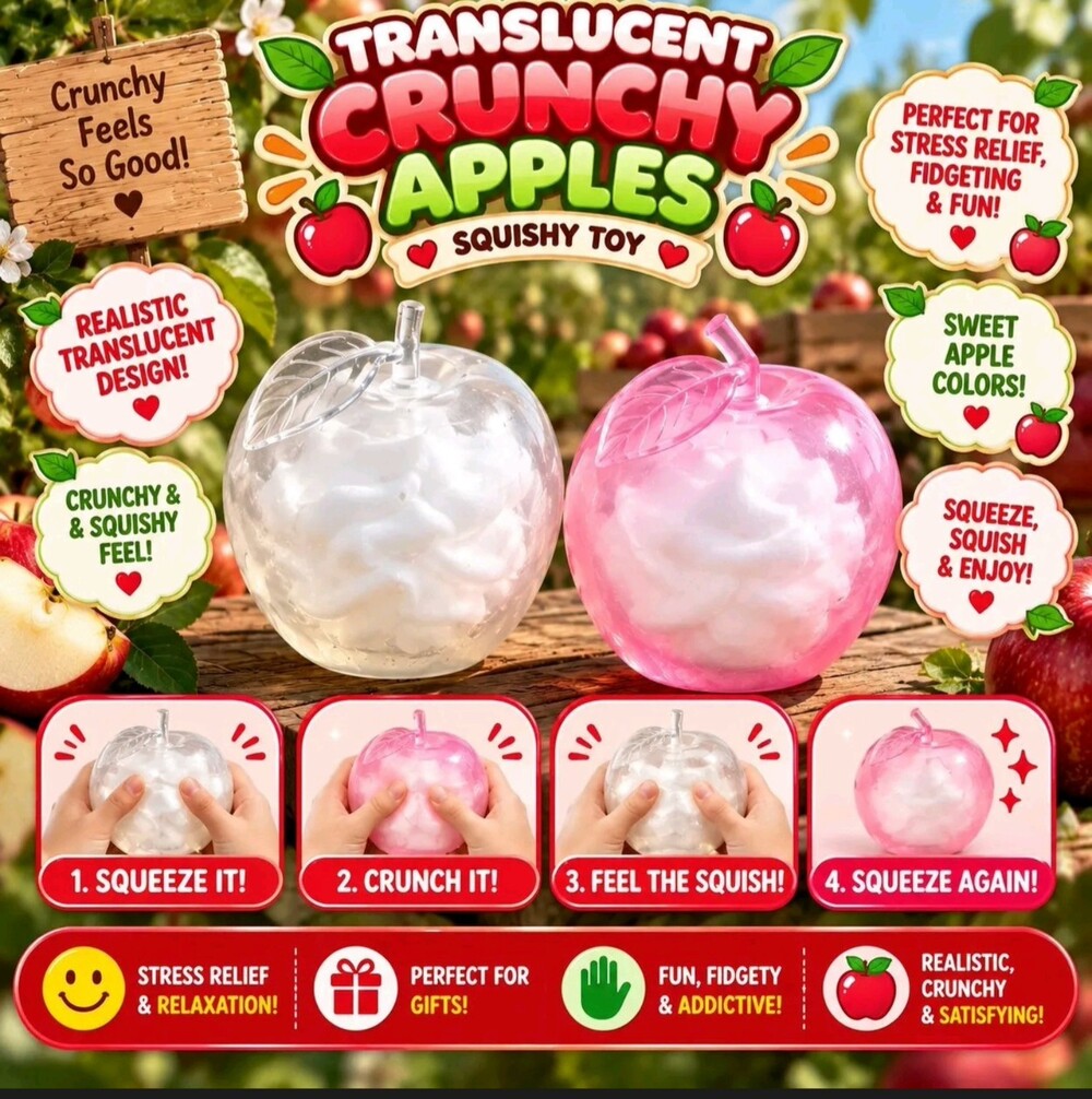 Translucent Crunchy Apples Squishy Toy Stress Relief